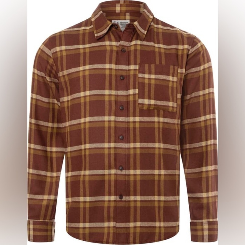 NWT Marmot Men's Fairfax Novelty Light Weight Flannel Chocolate Medium